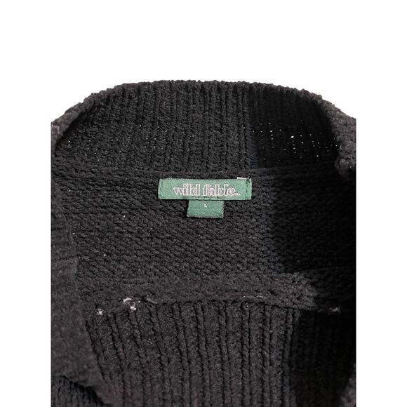 Wild Fable Womens Sweater Size Large Black Cropped Crew Neck Long Sleeve - Picture 3 of 6